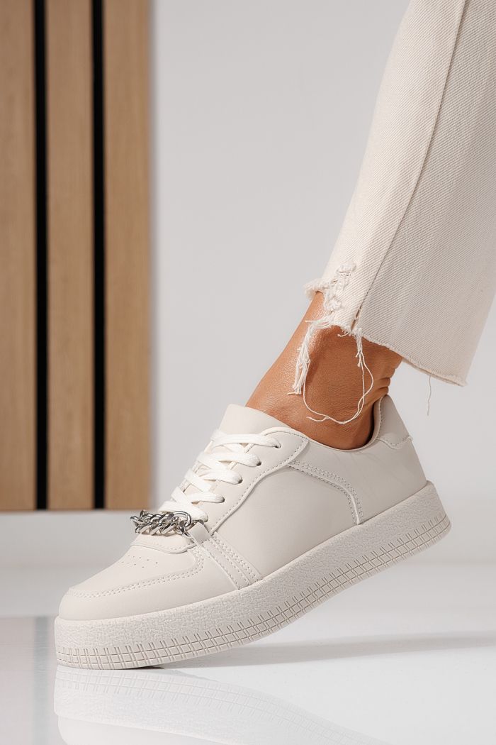 Női sportcipők bézs öko bőrből készült Olivia #24167