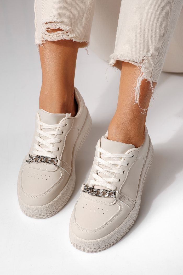 Női sportcipők bézs öko bőrből készült Olivia #24167