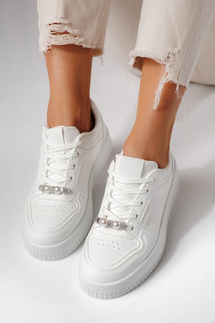 Női sportcipők fehér öko bőrből készült Oana #24174