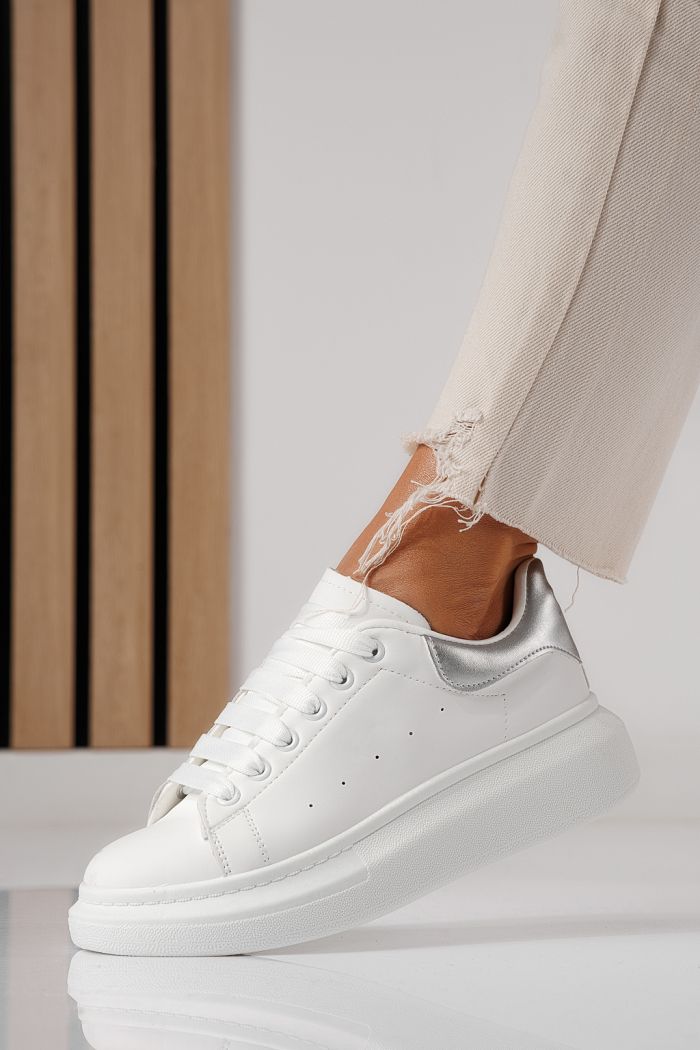 Női fehér sportcipő ekológikus bőrből Raya #24198