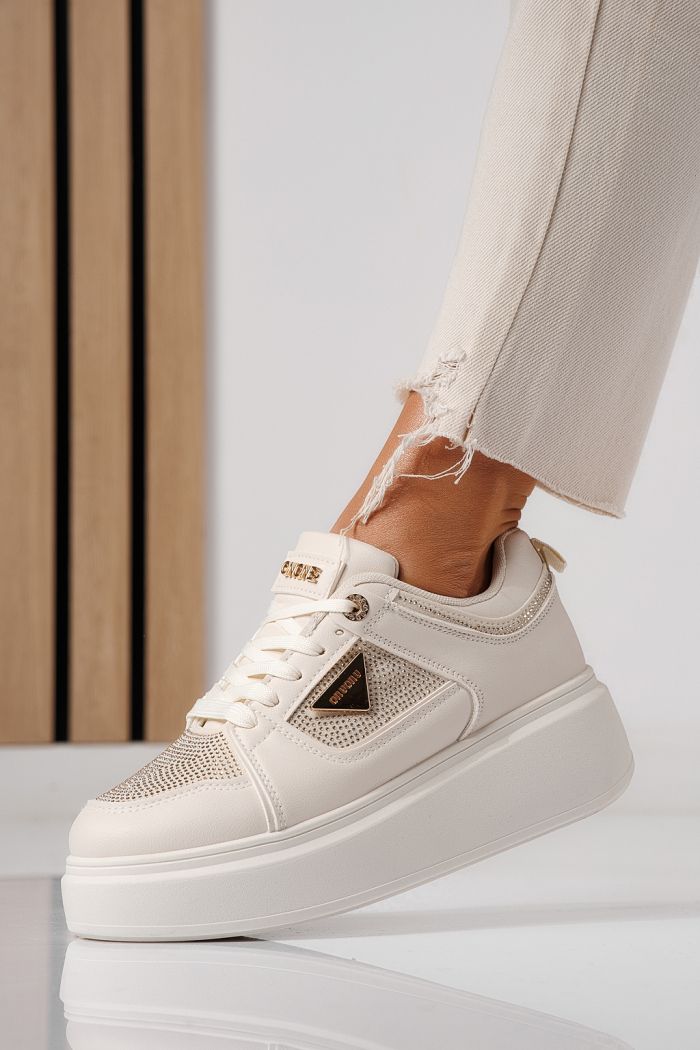 Női sportcipők bézs öko bőrből készült Delia #24081