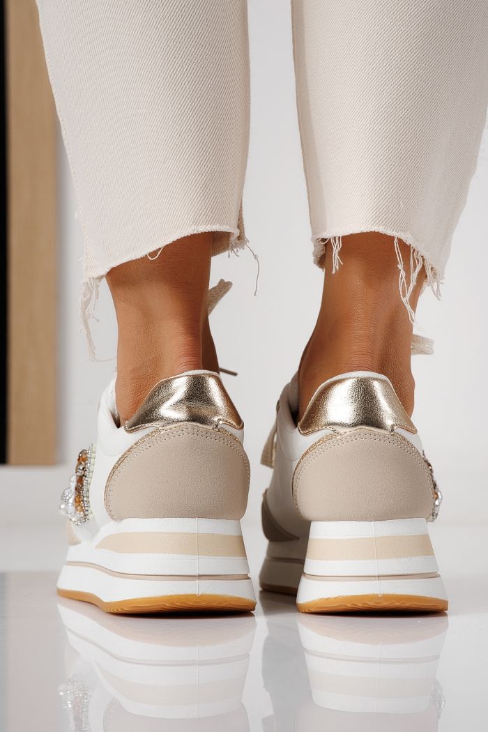 Női sportcipők bézs öko bőrből készült Kayla #24140