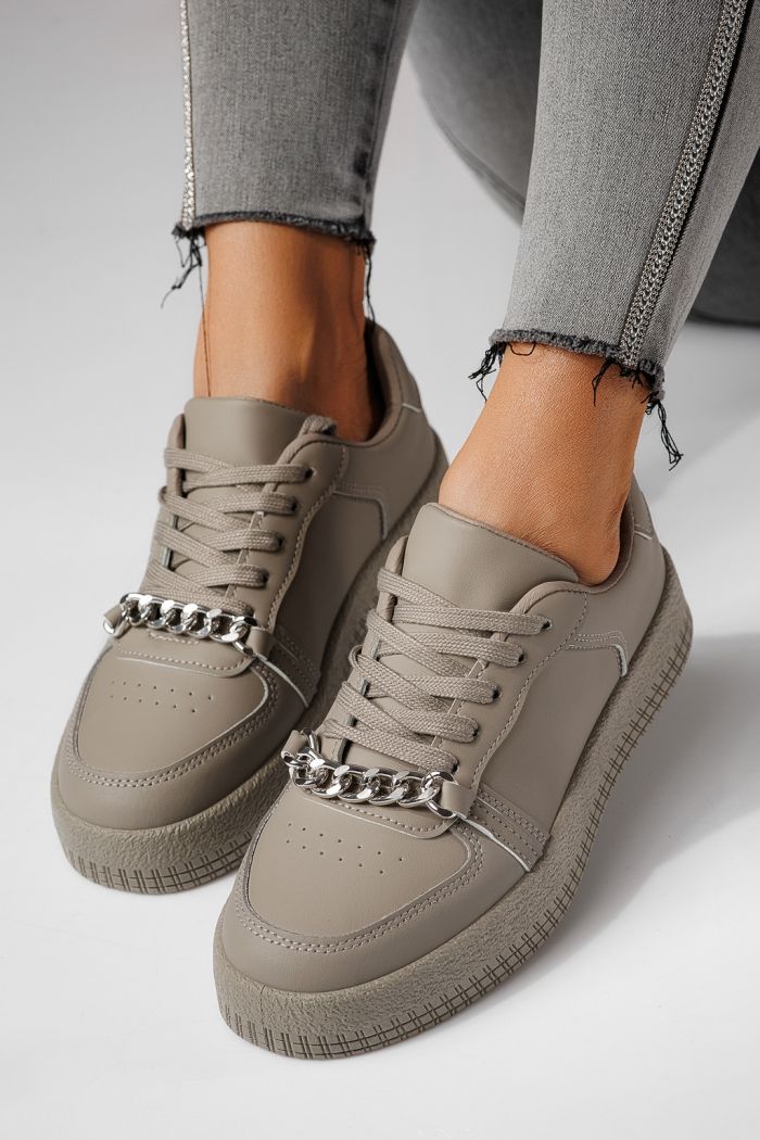 Női sportcipők szürke öko bőrből készült Olivia #24168