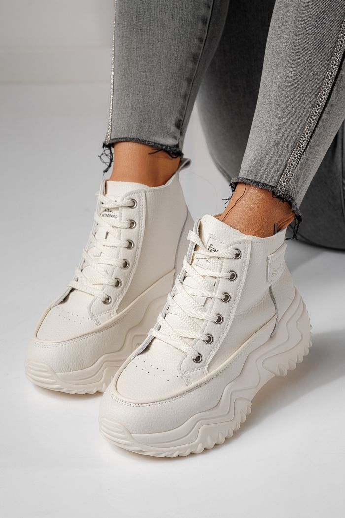 Női sportcipők bézs öko bőrből készült Lea #24150