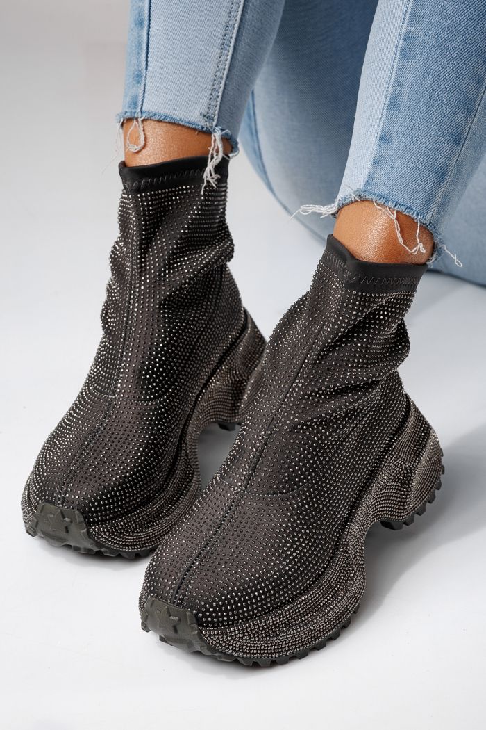 Női sportcipők szürke textil anyagból készült Ines #24121