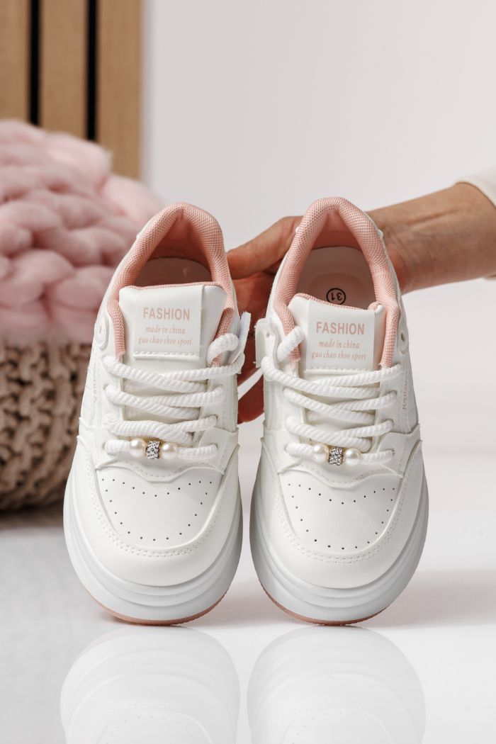 Gyerekcipők rózsaszín öko bőrből készült Asena #24024