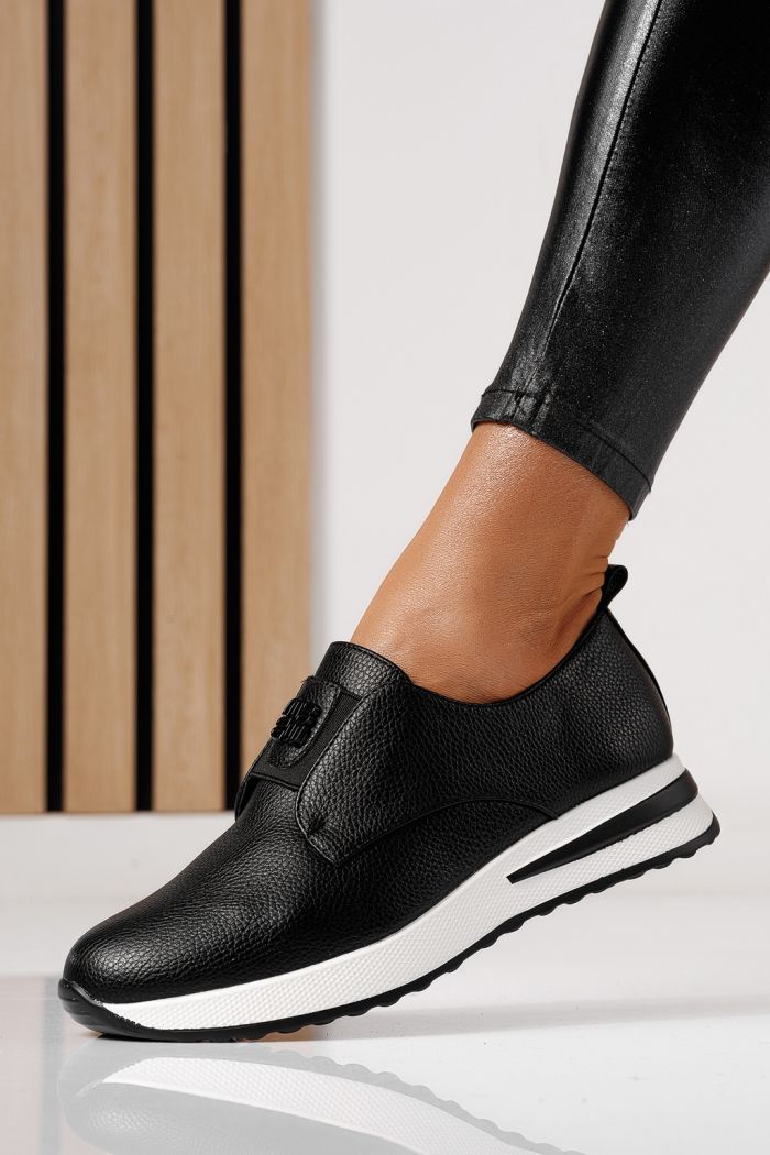 Női fekete alkalmi cipő ekológikus bőrből Lara #24200