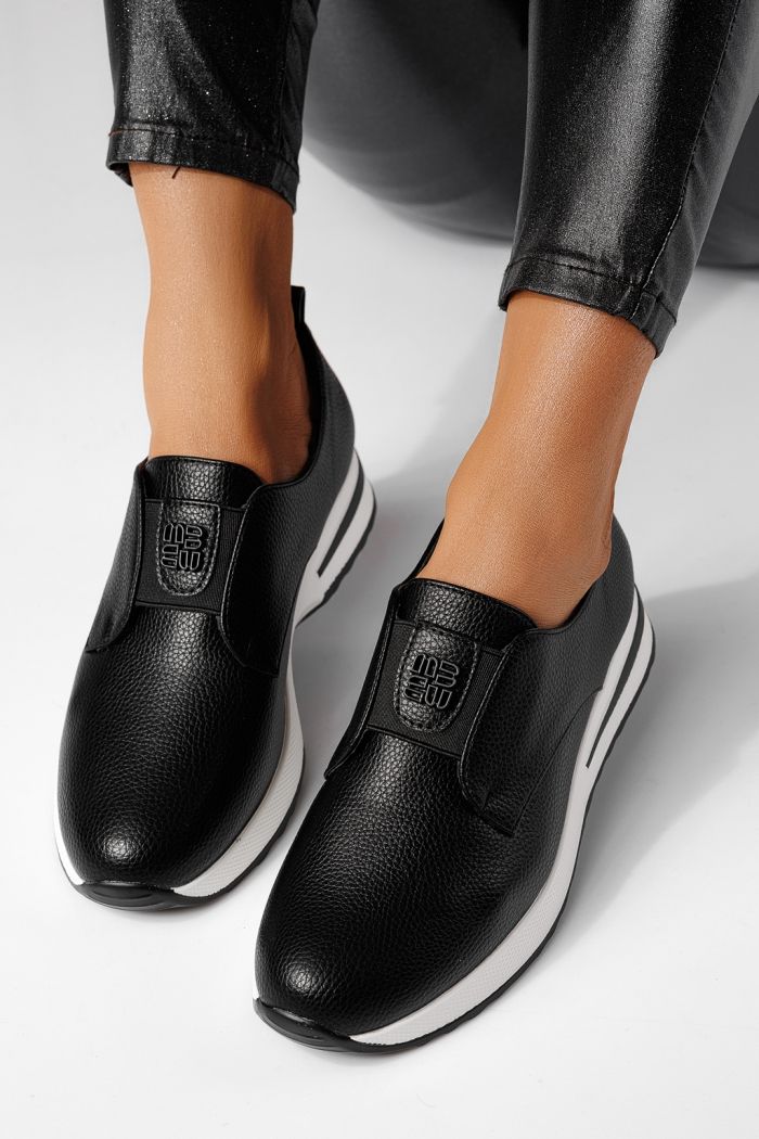 Női fekete alkalmi cipő ekológikus bőrből Lara #24200