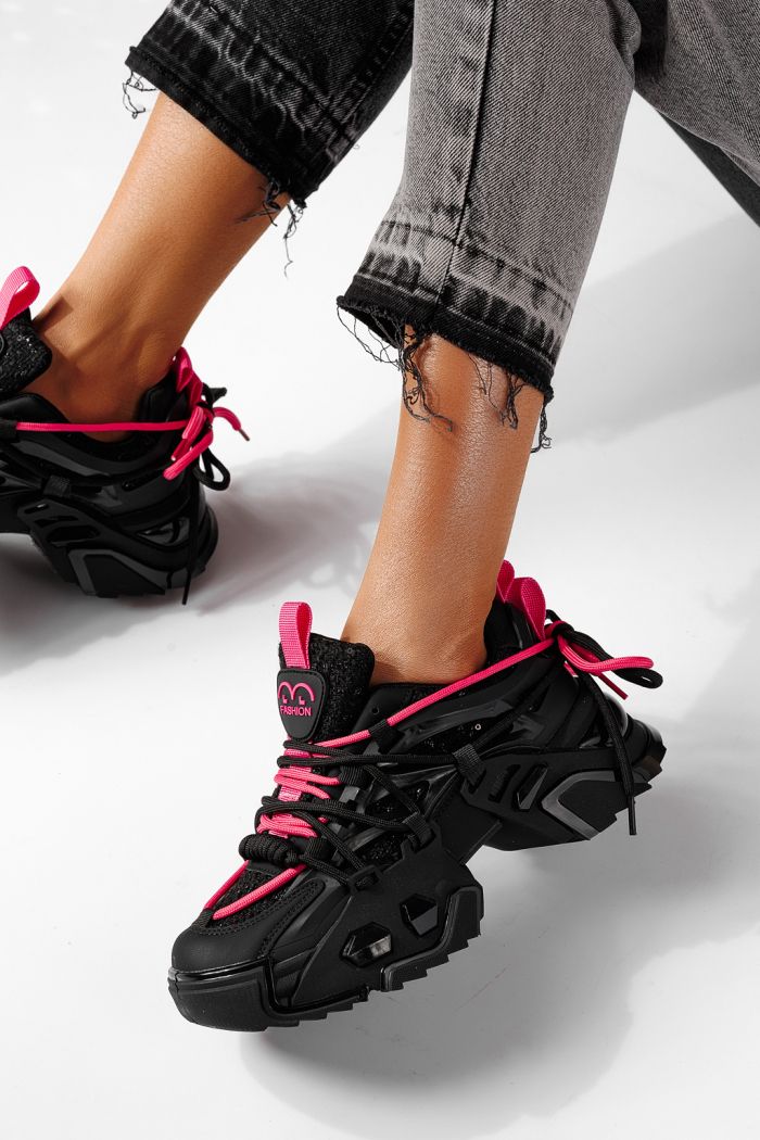 Női fekete Eva textil tornacipő #24083