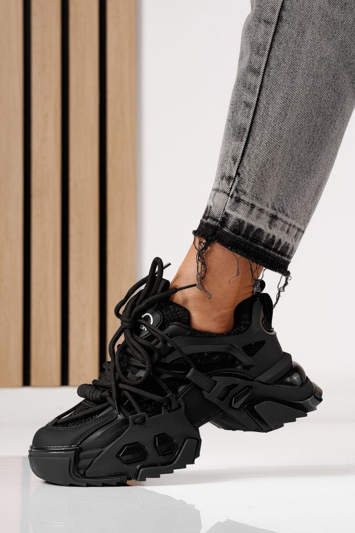 Női fekete Eva textil tornacipő #24082