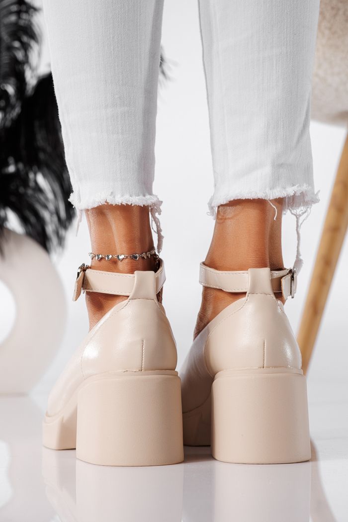 Troya Női Alkalmi Cipő Bézs Ökológiai Lakkbőr #24226