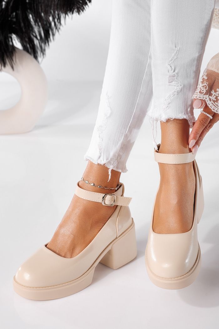 Troya Női Alkalmi Cipő Bézs Ökológiai Lakkbőr #24226