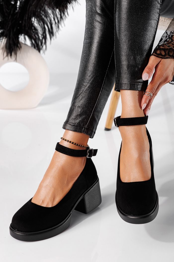 Troya Női Alkalmi Cipő Fekete Ökológiai Velúr Lakkbőr #24227