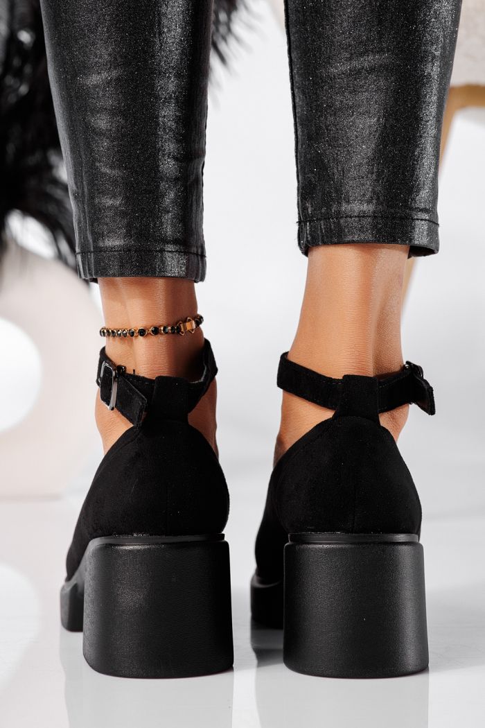 Troya Női Alkalmi Cipő Fekete Ökológiai Velúr Lakkbőr #24227