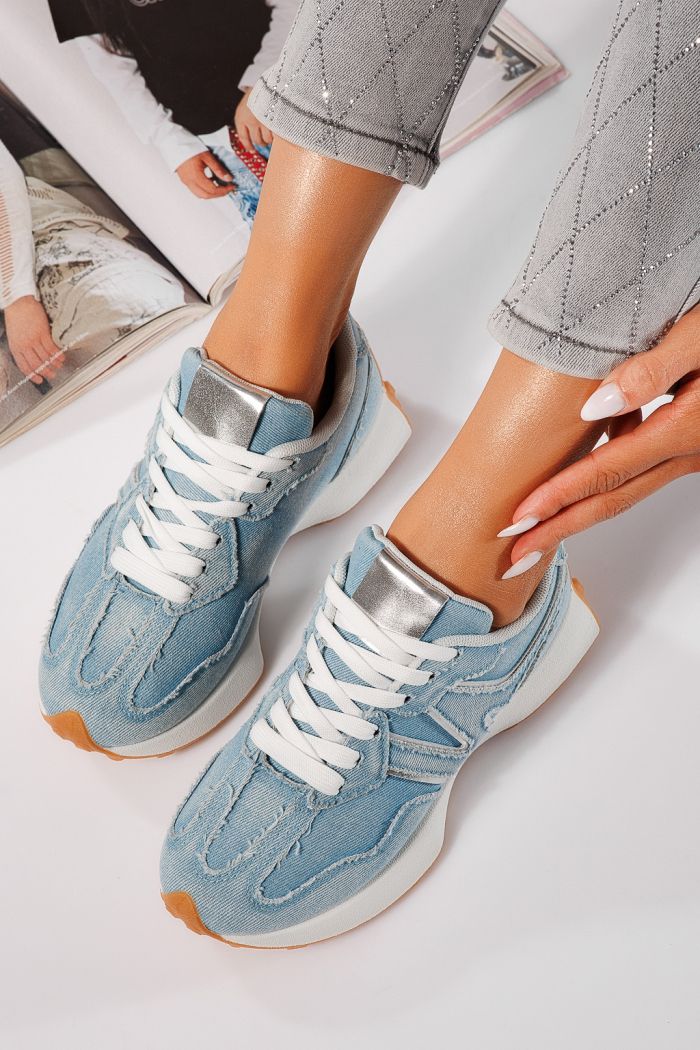 Női kék ekobőr tornacipő Clare #24295