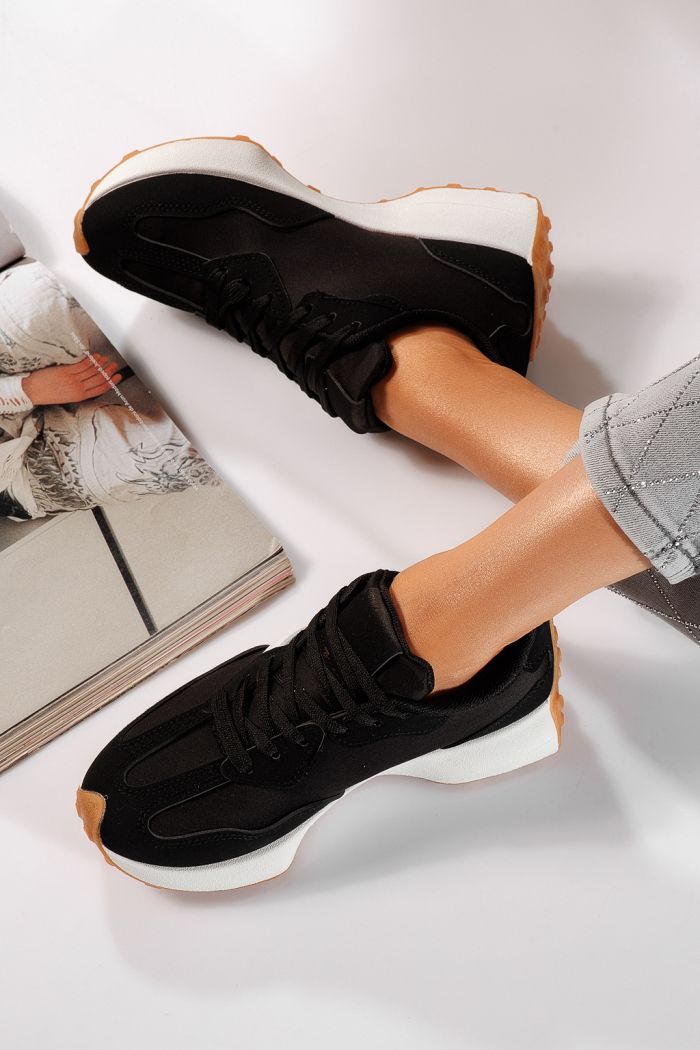 Női fekete tornacipő eko bőrből Clare #24297