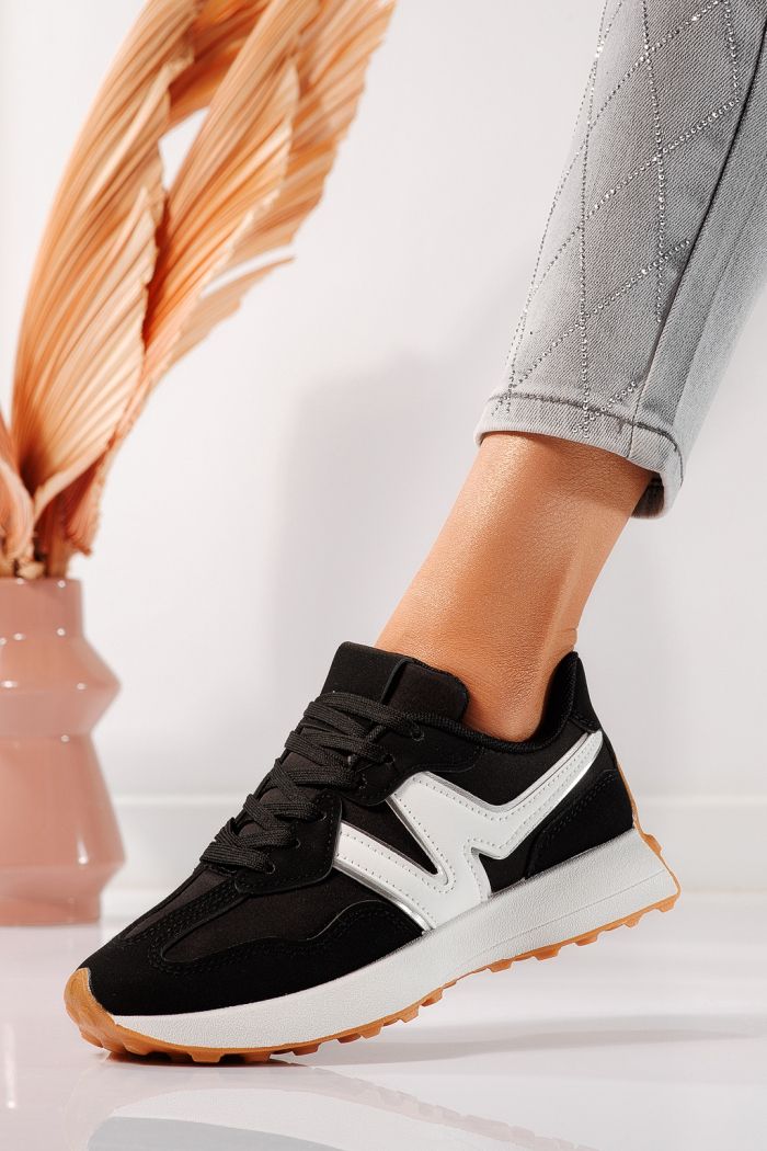 Női fekete tornacipő eko bőrből Clare #24297