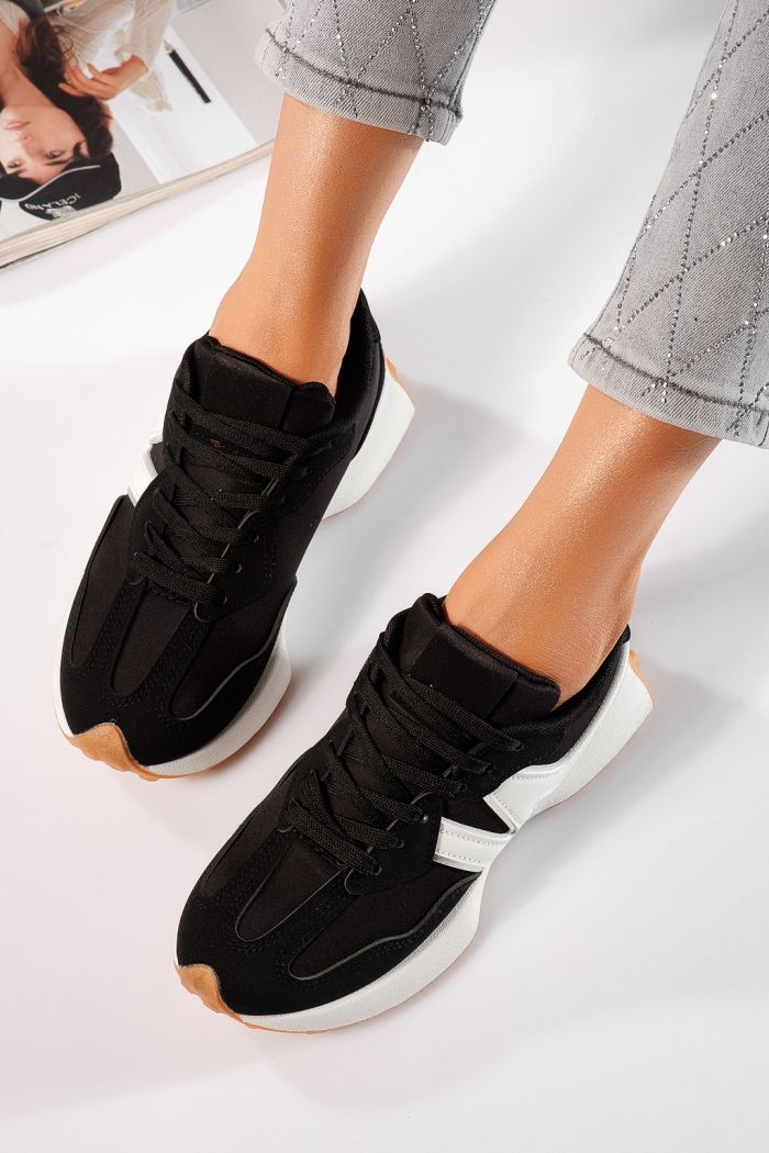 Női fekete tornacipő eko bőrből Clare #24297