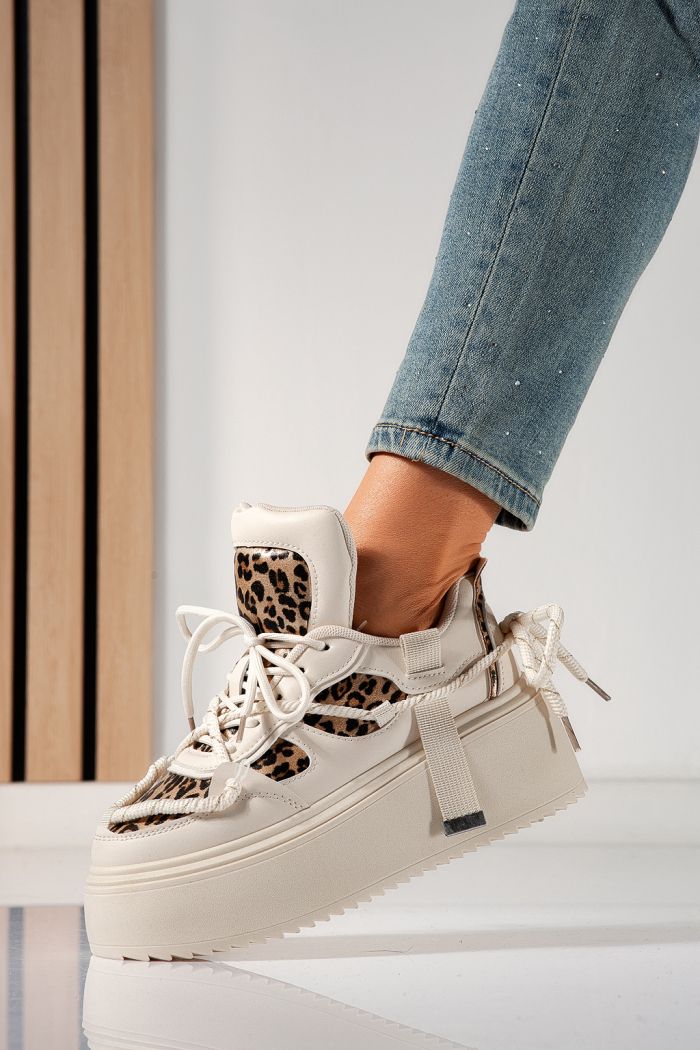 Női bézs tornacipő eco-bőrből Elvira #24304