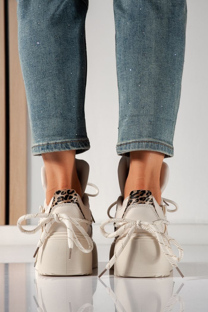 Női bézs tornacipő eco-bőrből Elvira #24304