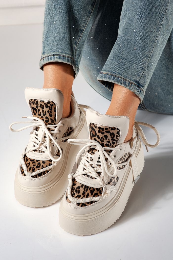 Női bézs tornacipő eco-bőrből Elvira #24304