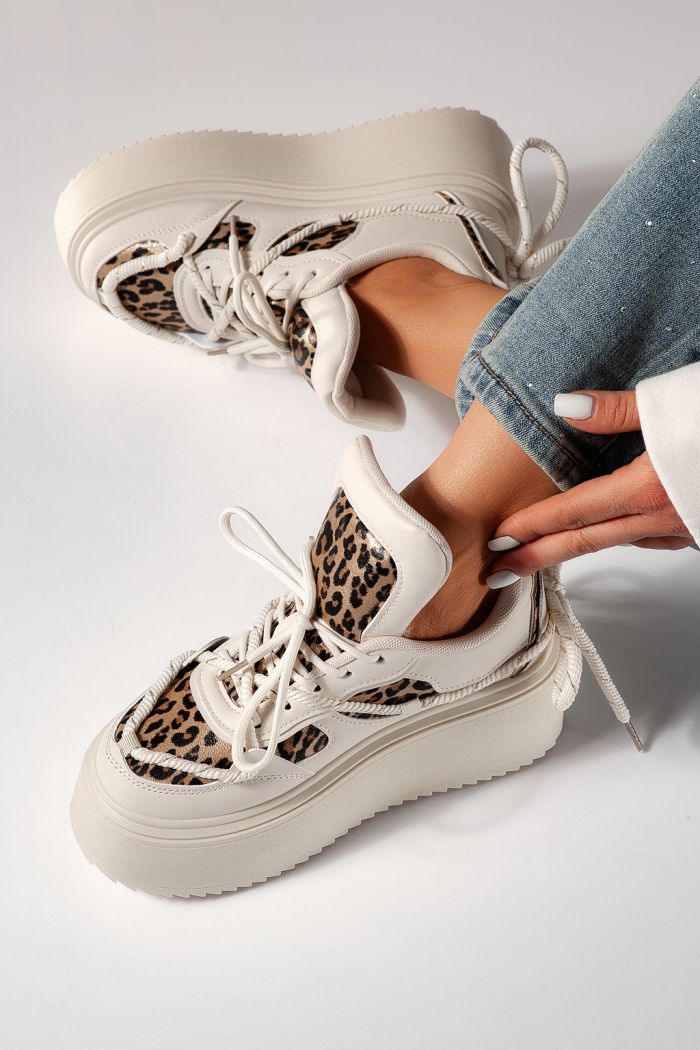 Női bézs tornacipő eco-bőrből Elvira #24304