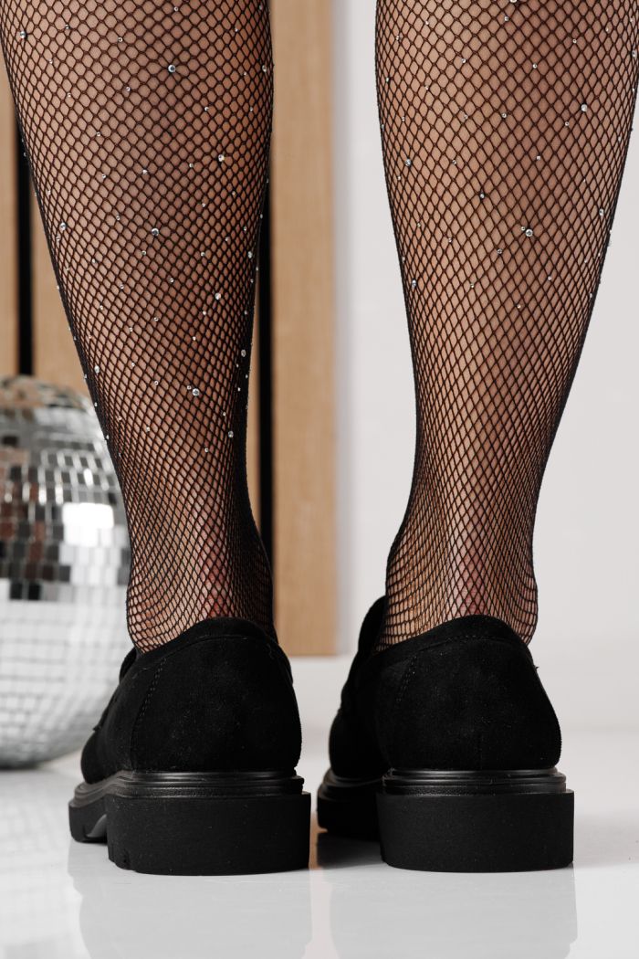 Pantofi casual dama negri din piele ecologica intoarsa Venus #24280