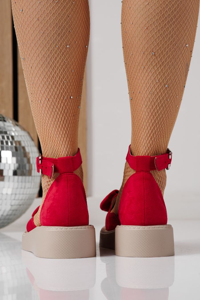 Női fukszia színű, ekológikus bőrből készült, velúr Adina alkalmi cipő #24214