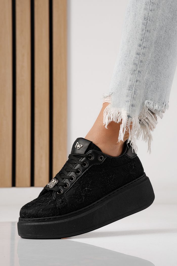 Adidasi dama negri din material textil Carla #24289