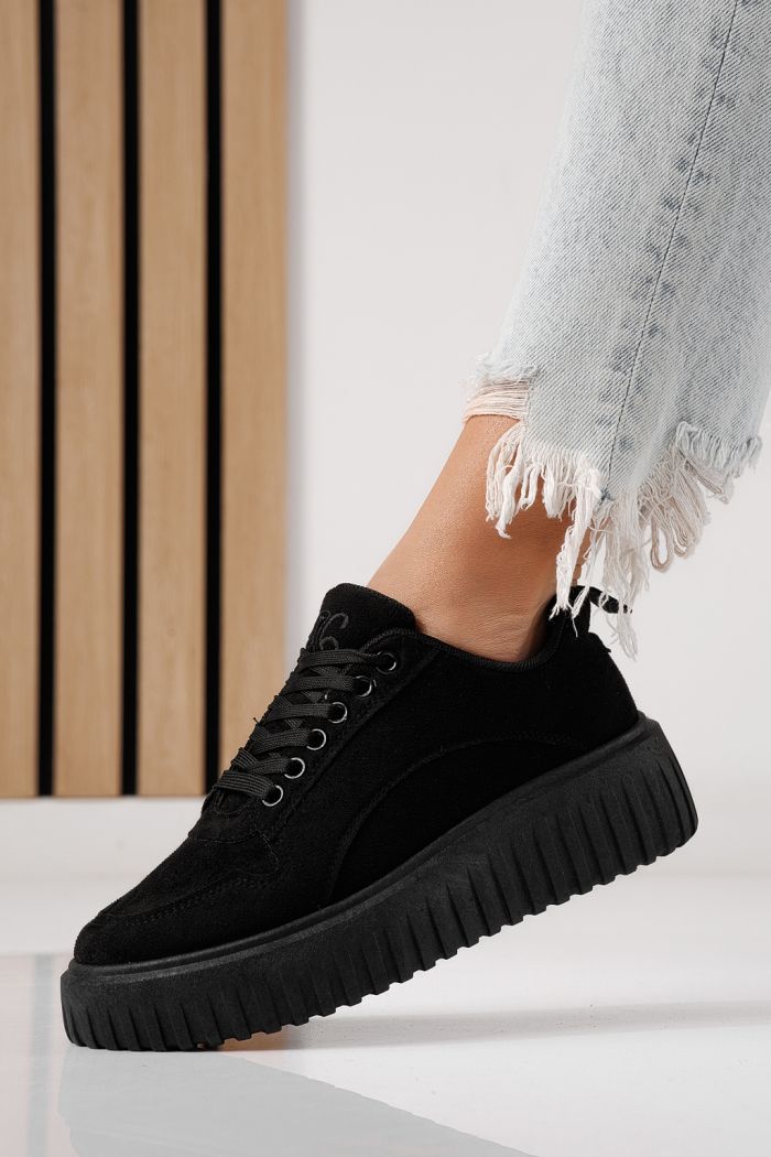 Adidasi dama negri din piele ecologica Delia #24298