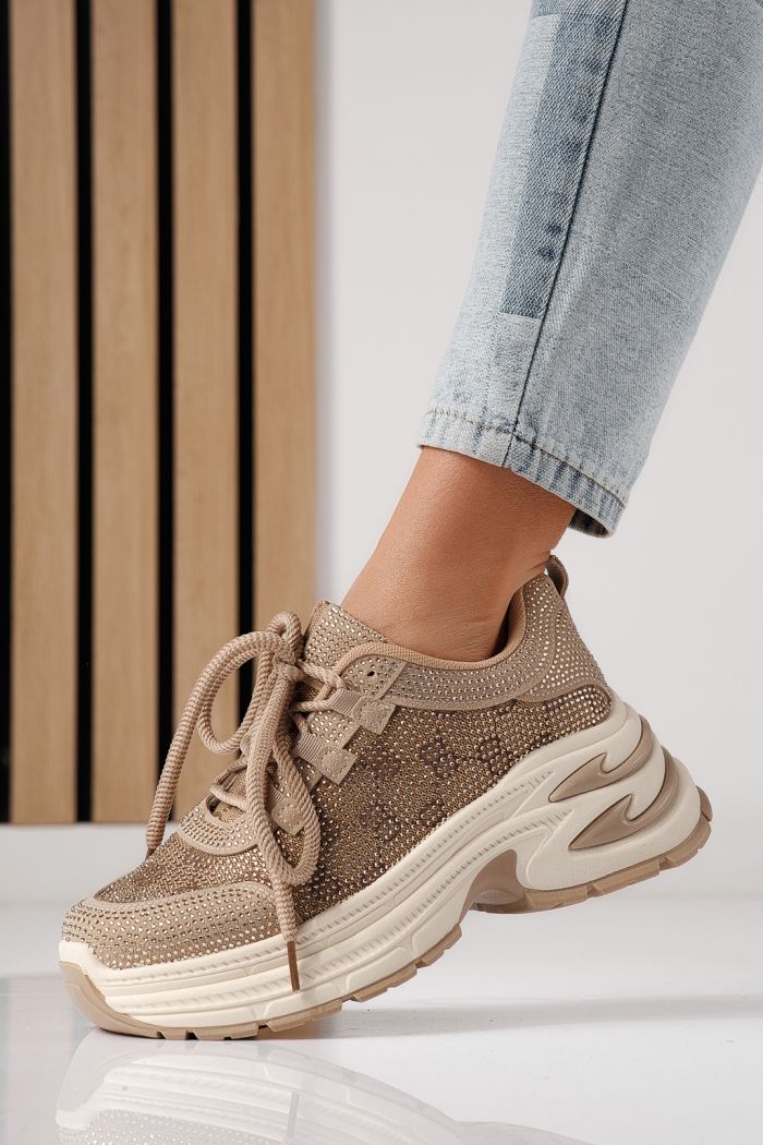 Adidasi dama khaki din material textil Eliza #24309