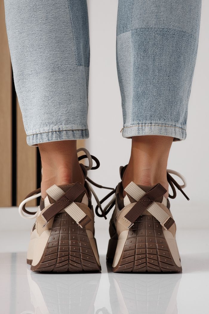 Női khaki színű ekológikus bőrből készült tornacipő Missy #24240