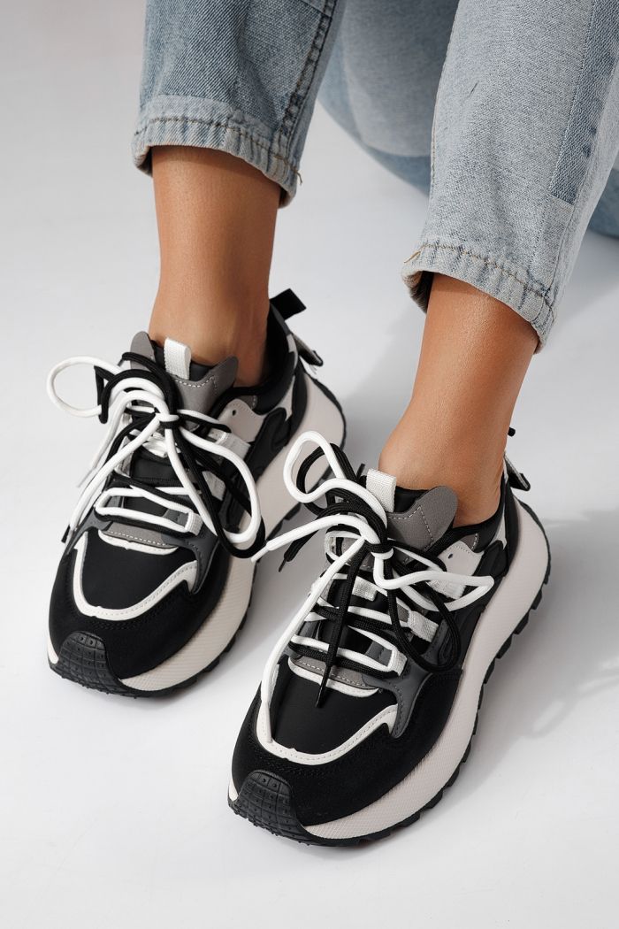 Női fekete sportcipő ekológikus bőrből Missy #24238