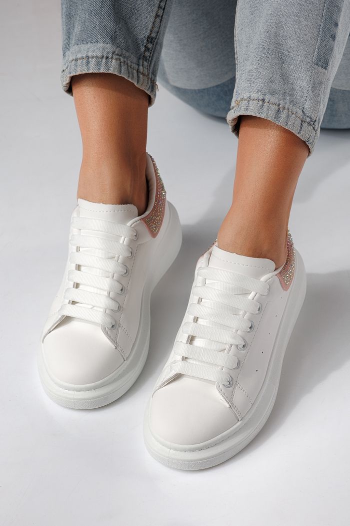 Női fehér sportcipő ekológikus bőrből Raya #24237