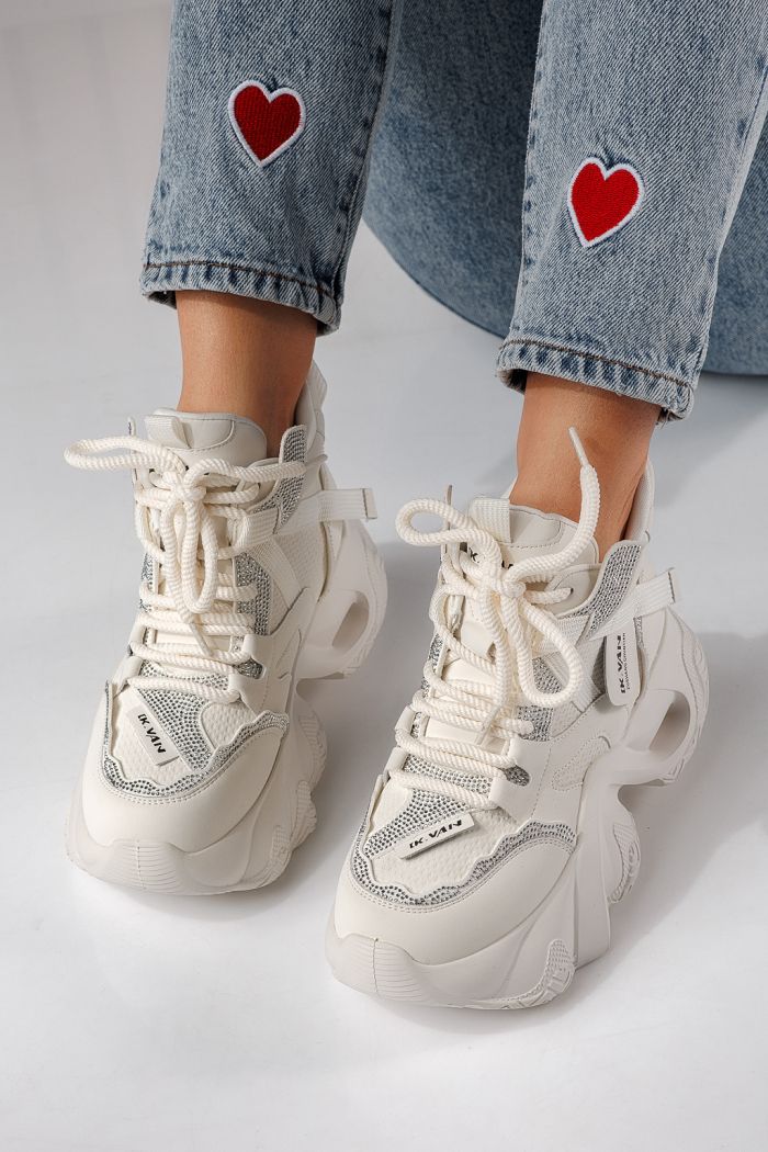 Női fehér színű ekológikus bőrből készült tornacipő Alberta #24230