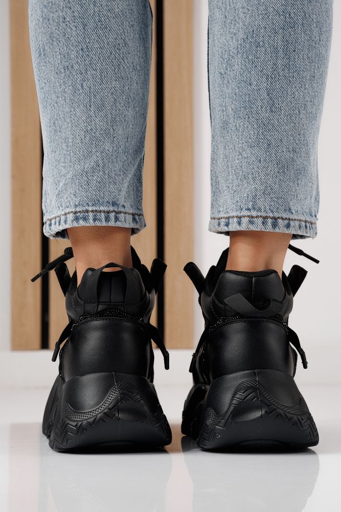 Női fekete sportcipő ekológikus bőrből Alberta #24229