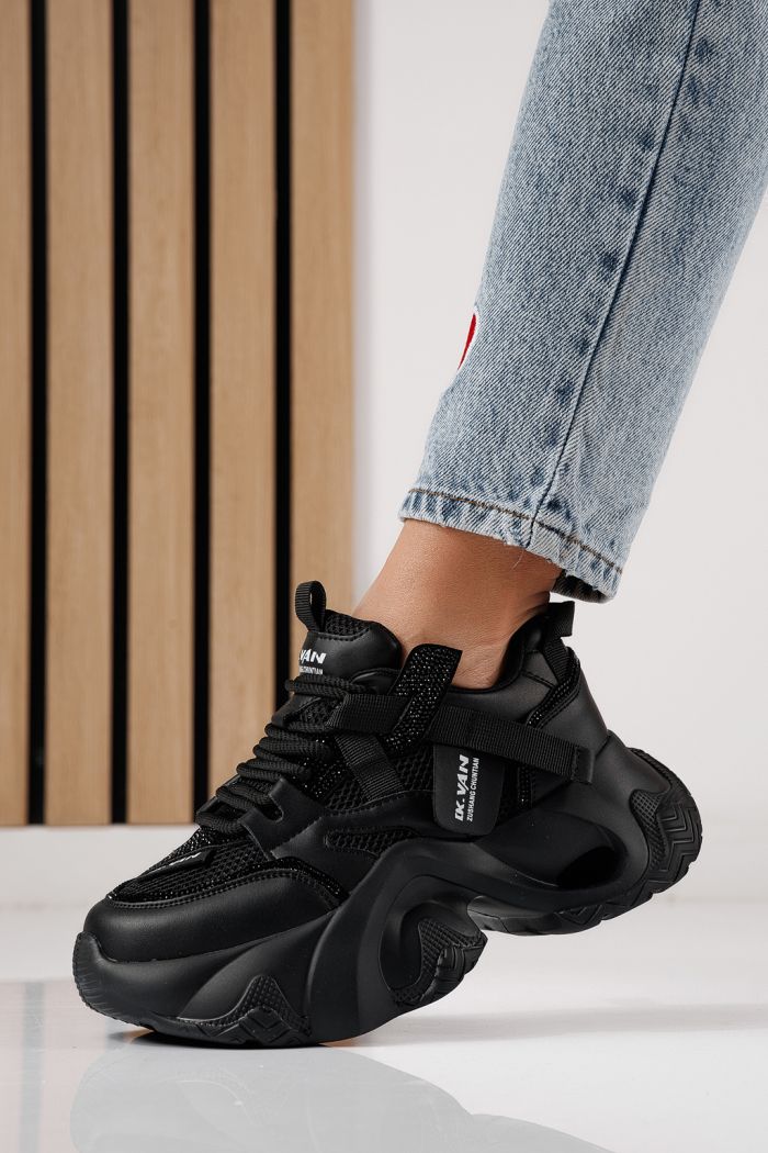 Női fekete sportcipő ekológikus bőrből Zaira #24231