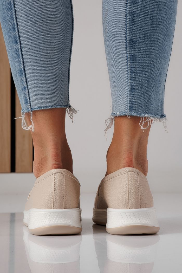 Pantofi casual dama bej din piele ecologica Rania #24274