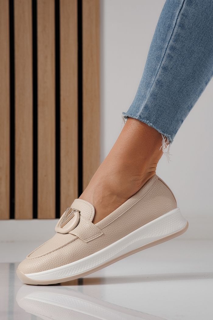 Pantofi casual dama bej din piele ecologica Nancy #24270