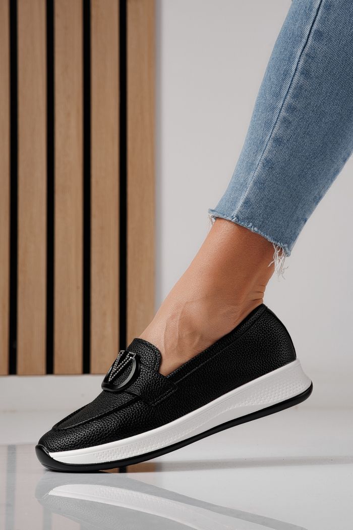 Pantofi casual dama negri din piele ecologica Nancy #24271