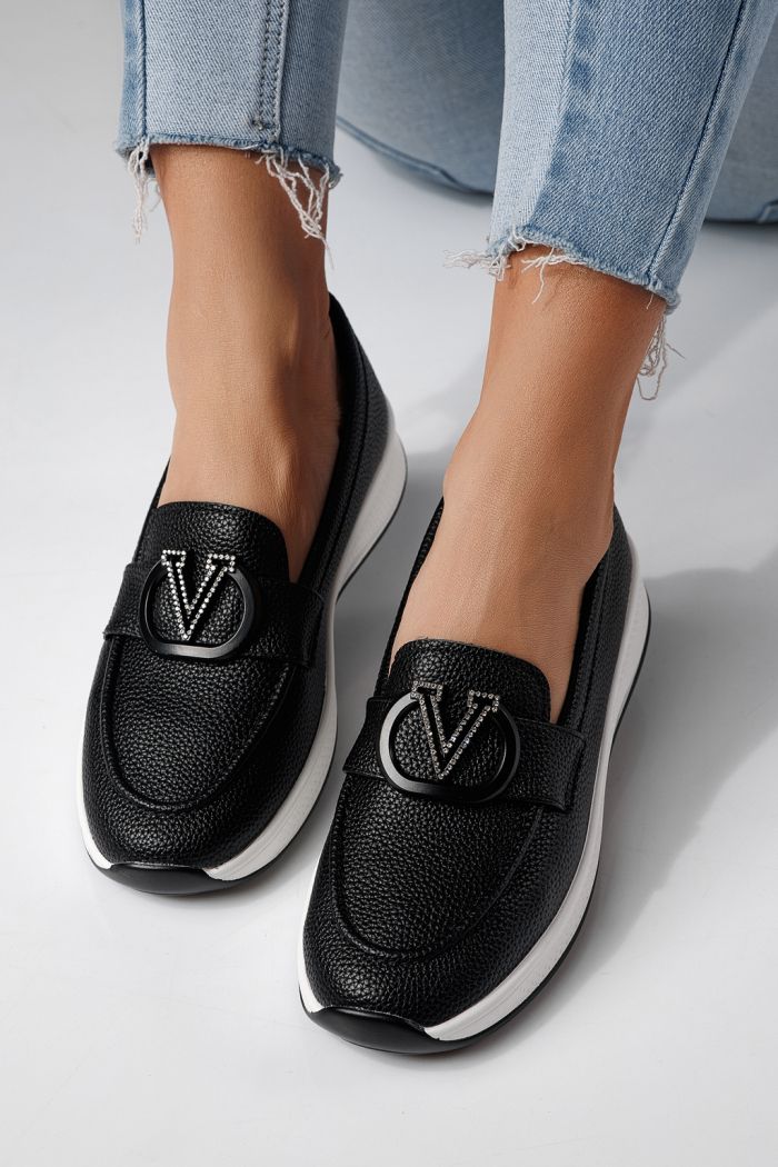 Pantofi casual dama negri din piele ecologica Nancy #24271