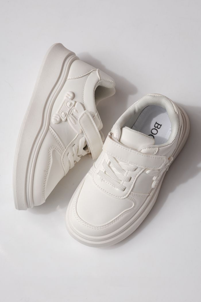 Gyerekcipők fehér öko bőrből készült Zaria #24377