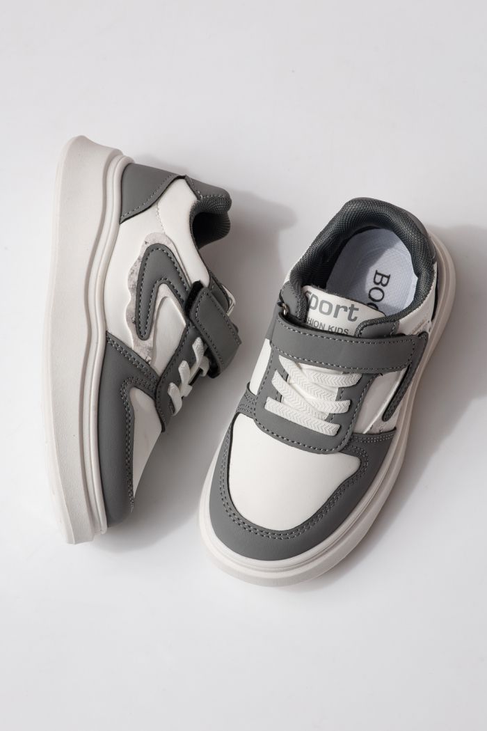 Gyerekcipők szürke öko bőrből készült Isabella #24361