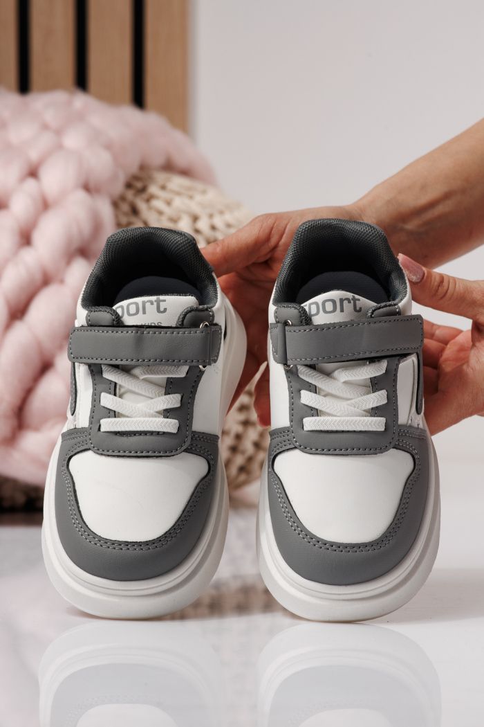 Gyerekcipők szürke öko bőrből készült Isabella #24363