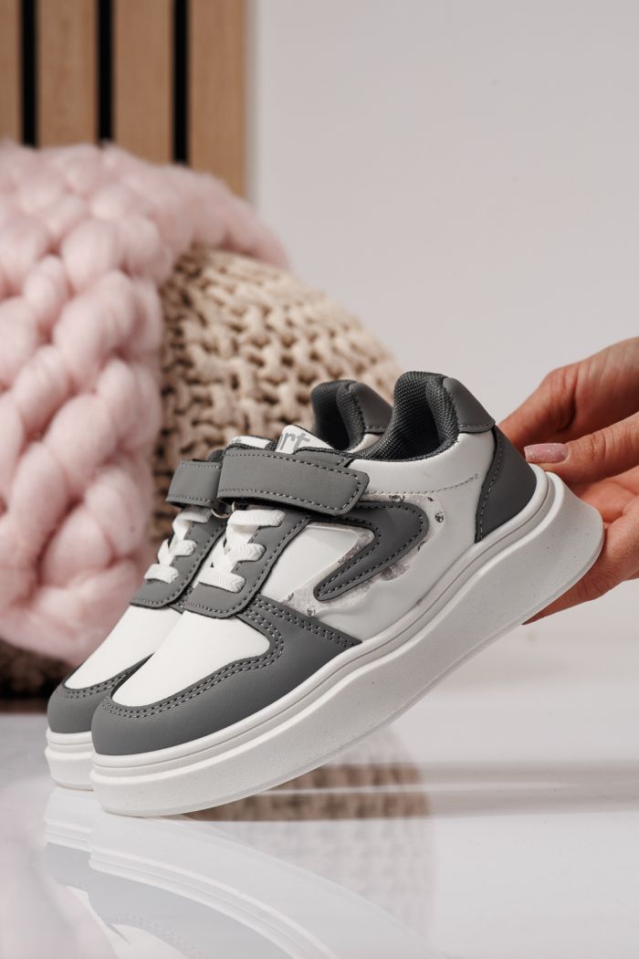 Gyerekcipők szürke öko bőrből készült Isabella #24363