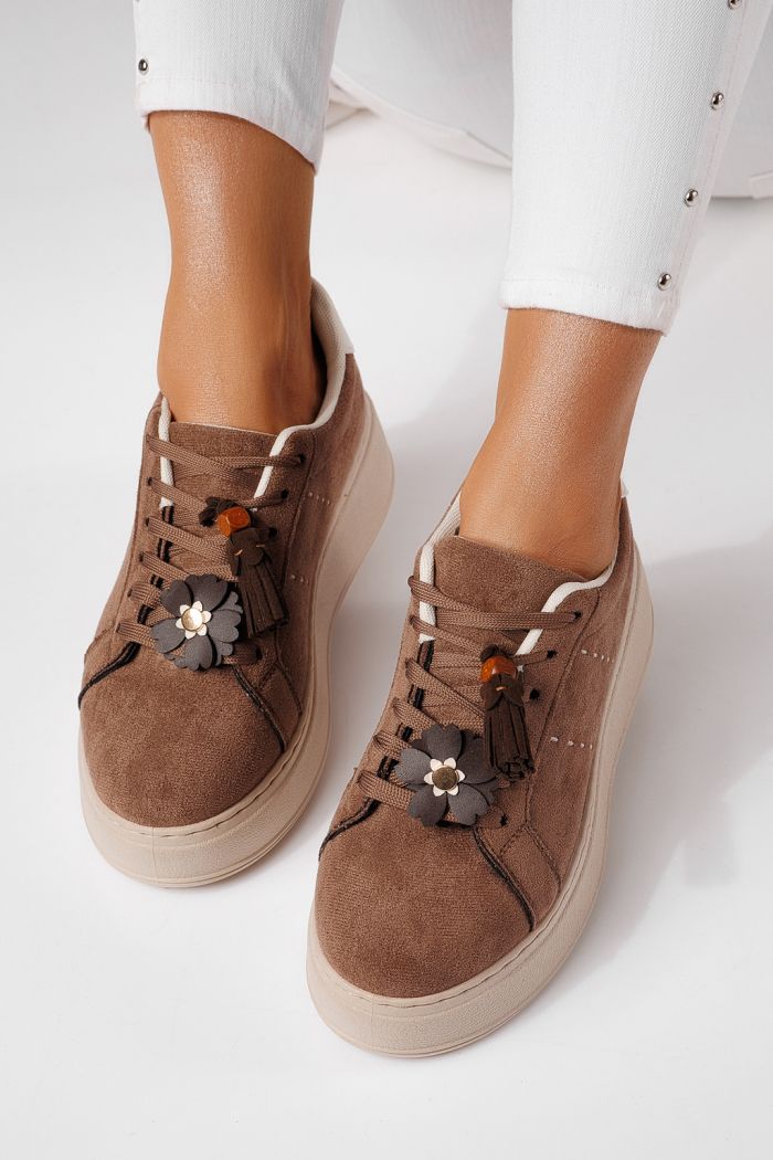 Női sportcipők barna öko bőrből készült visszaküldött Aliss #24315