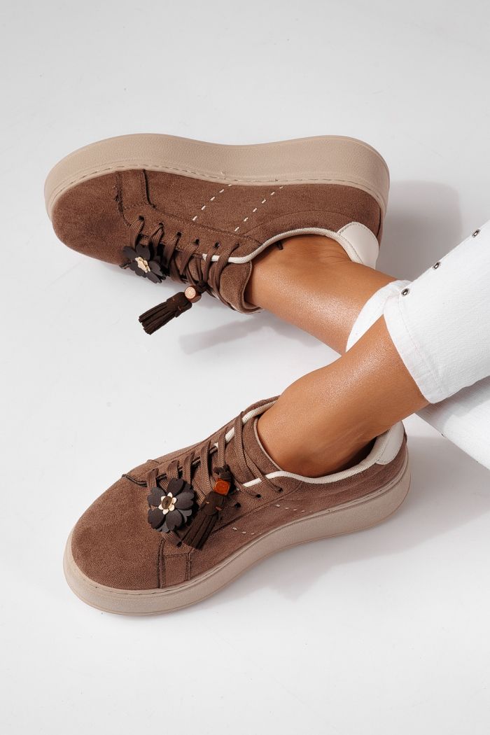 Női sportcipők barna öko bőrből készült visszaküldött Aliss #24315