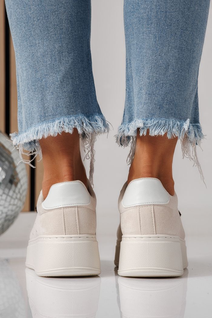 Női sportcipők bézs öko bőrből készült Aliss #24316