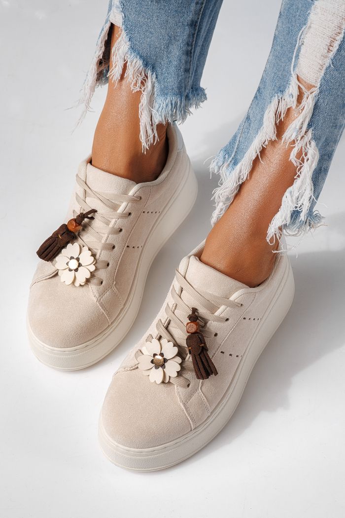 Női sportcipők bézs öko bőrből készült Aliss #24316