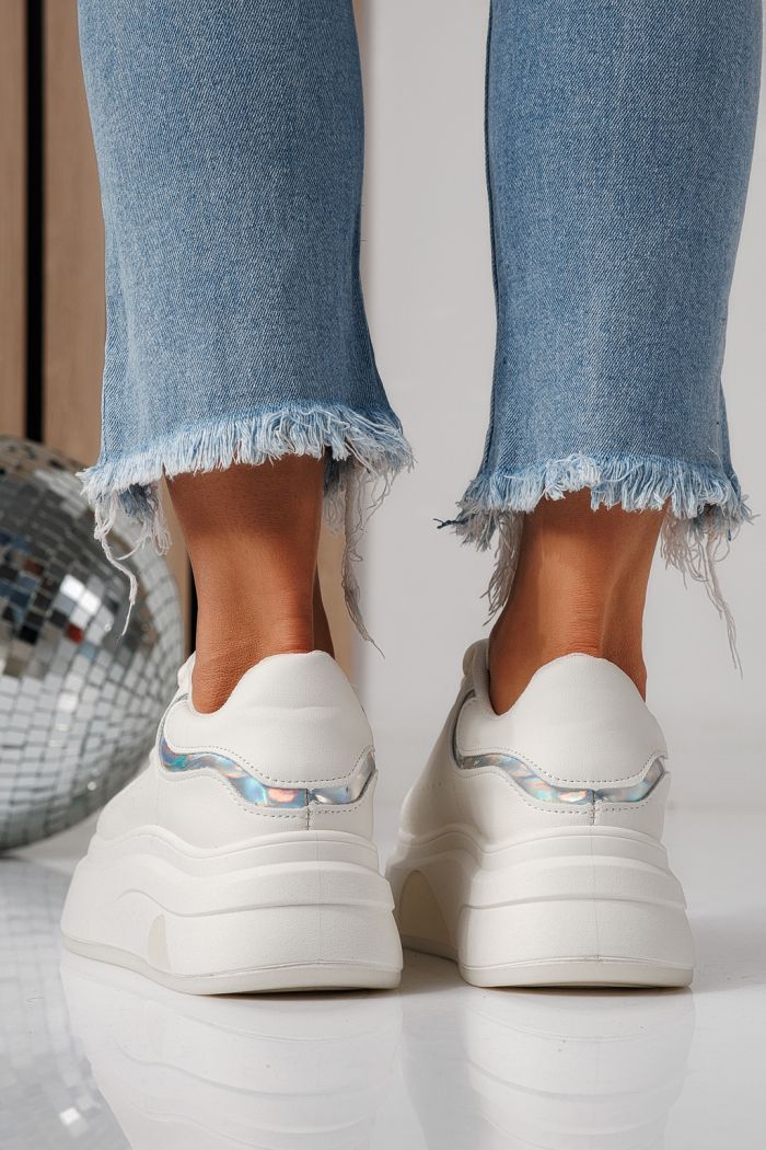 Adidasi dama albi din piele ecologica Anca #24285